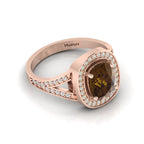 Cushion-Cut Coffee Diamond Rose Gold Plated Solitaire Ring