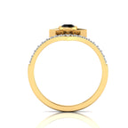 Black Diamond Two Tone Gold Plated North Star Wishbone Ring