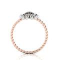 Black Diamond Sun Flower Rose Gold Plated Two Tone Twist Band Ring