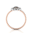 Black Diamond Sun Flower Rose Gold Plated Two Tone Twist Band Ring