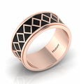 Zigzag-Design Black Enamel Rose Gold Plated Spinner Band Ring