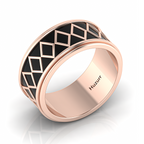 Zigzag-Design Black Enamel Rose Gold Plated Spinner Band Ring