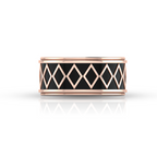 Zigzag-Design Black Enamel Rose Gold Plated Spinner Band Ring
