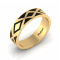 Zigzag-Design Gold Plated Black Enamel Band Ring