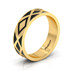 Zigzag-Design Gold Plated Black Enamel Band Ring