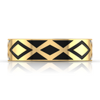 Zigzag-Design Gold Plated Black Enamel Band Ring