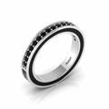 White And Black Diamond Silver Half Eternity Band Ring