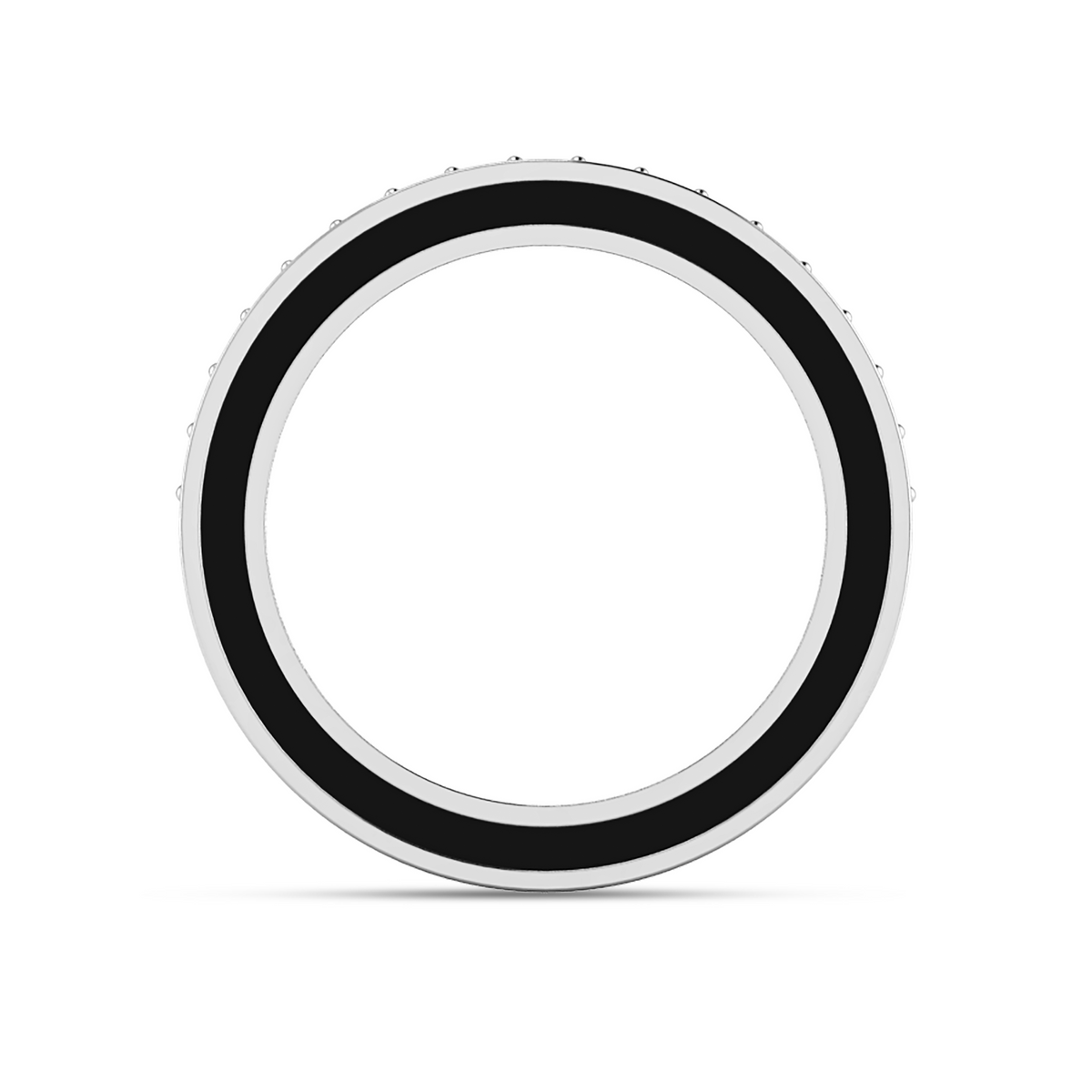White And Black Diamond Silver Half Eternity Band Ring