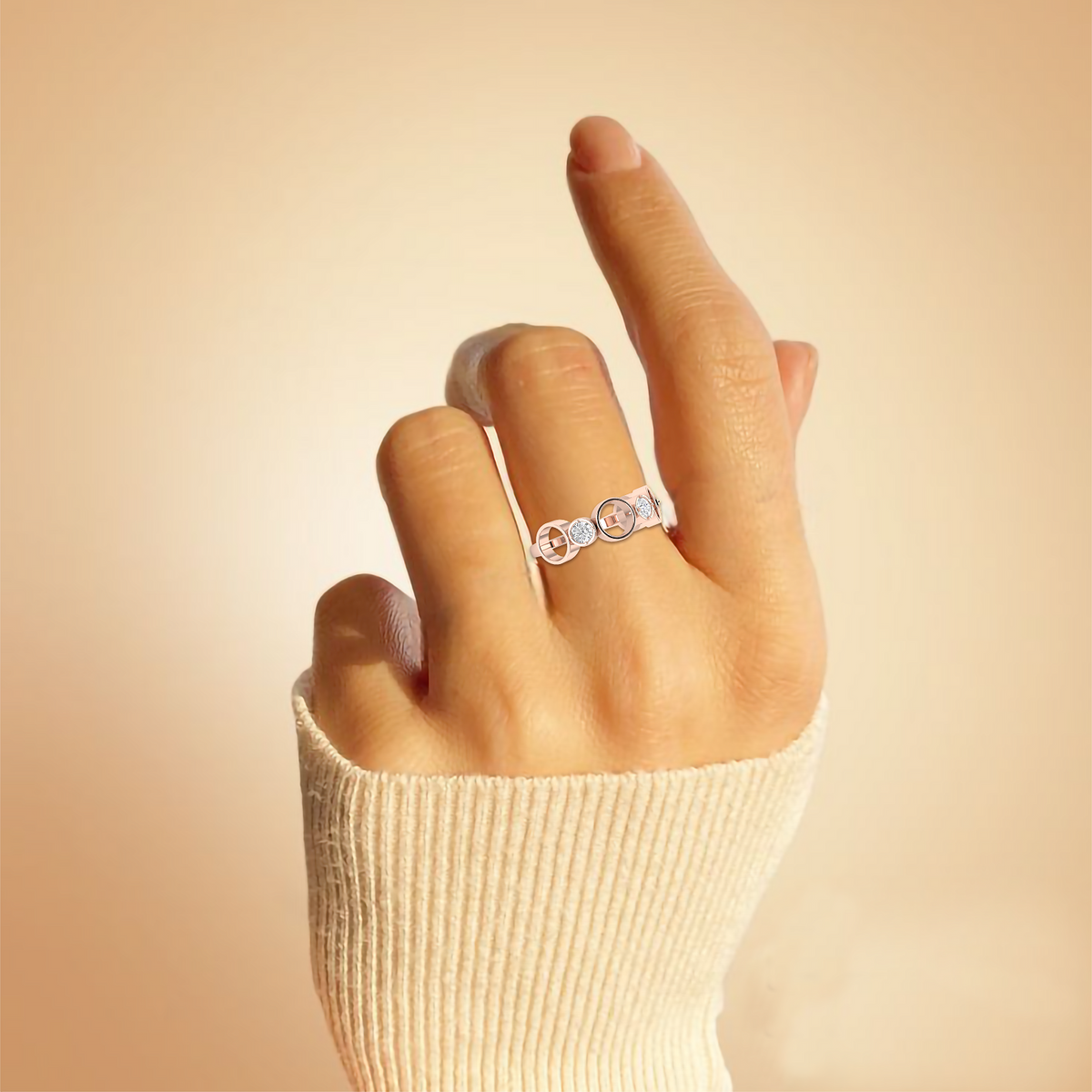 Spacy Diamond Rose Gold Plated Ring