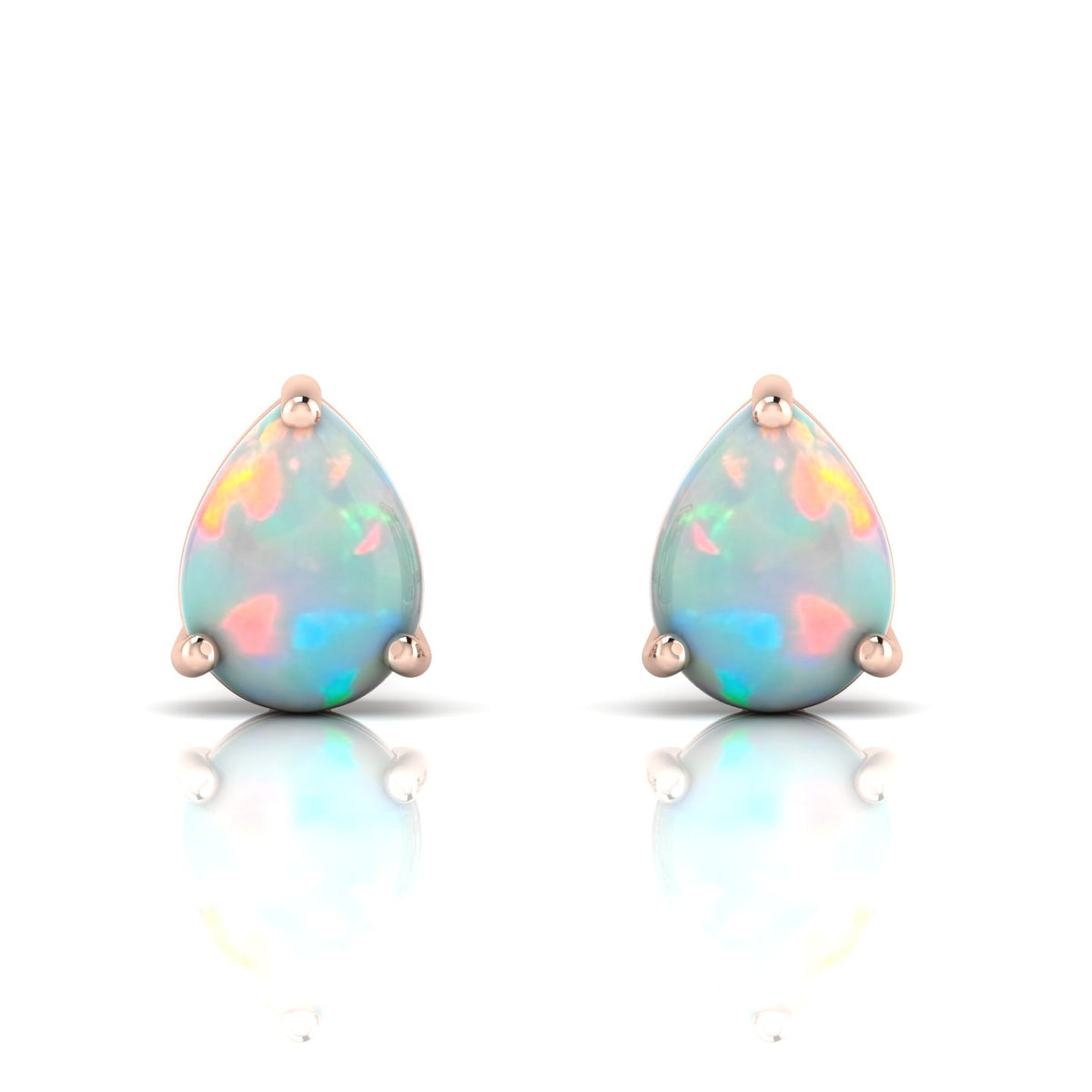 Pear-Cut Opal Rose Gold Plated Stud Earrings