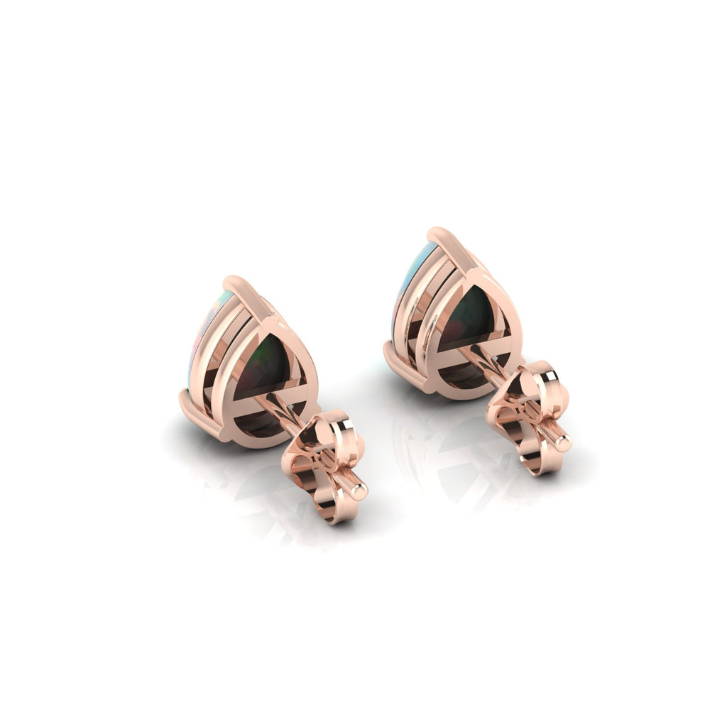 Pear-Cut Opal Rose Gold Plated Stud Earrings