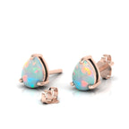 Pear-Cut Opal Rose Gold Plated Stud Earrings