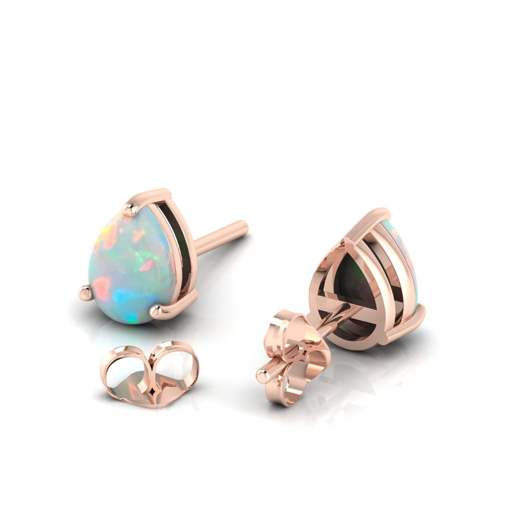 Pear-Cut Opal Rose Gold Plated Stud Earrings