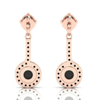 Rose Gold Plated Halo Dangle & Drop Round Opal Earrings