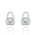 Round Opal Triangular Studs Sterling Silver Earrings