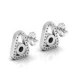 Round Opal Triangular Studs Sterling Silver Earrings