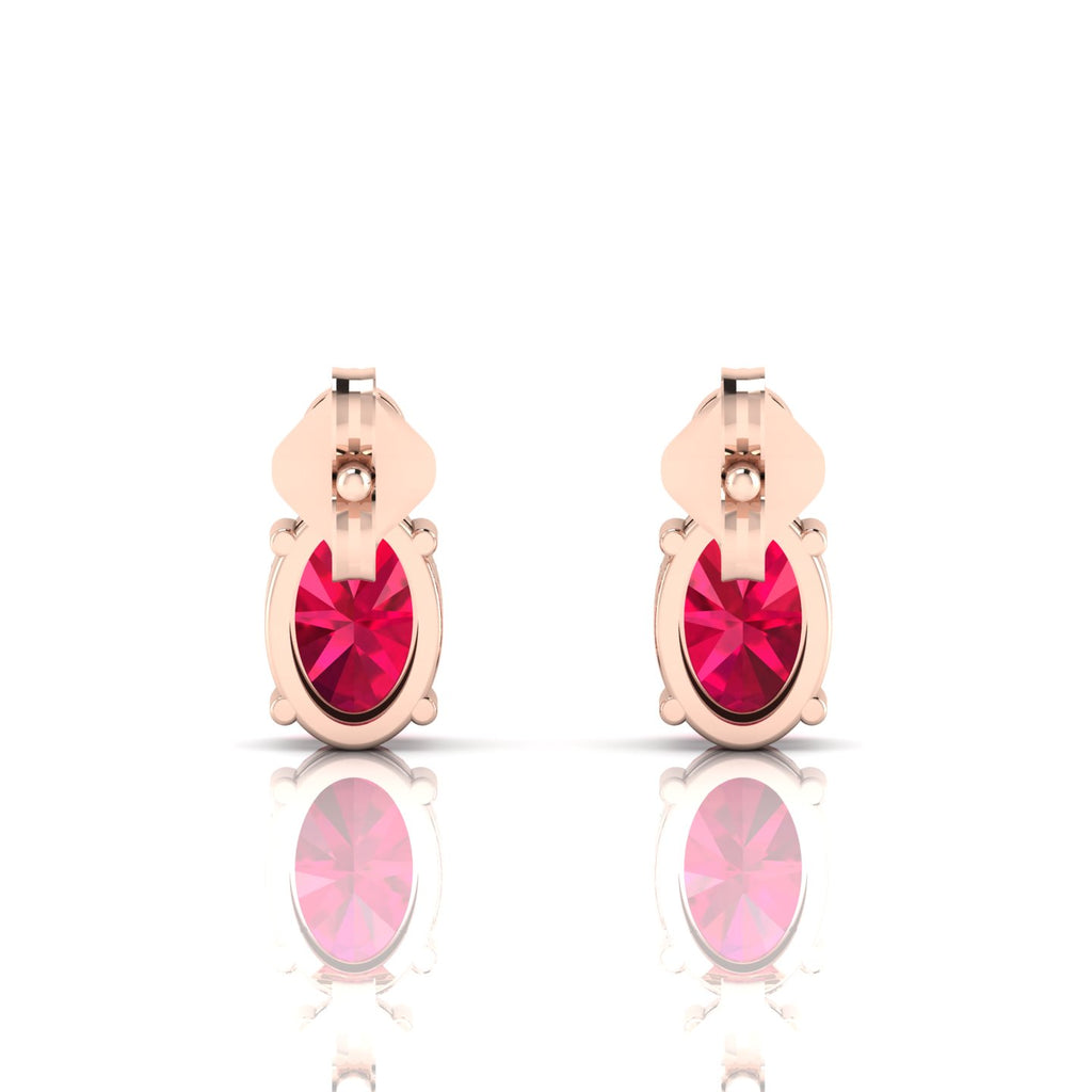 Rose Gold Plated Ruby & Diamond Stud Earrings