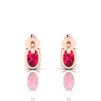 Rose Gold Plated Ruby & Diamond Stud Earrings