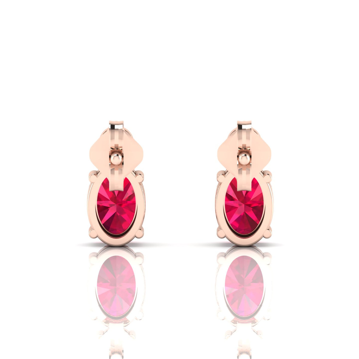 Rose Gold Plated Ruby & Diamond Stud Earrings