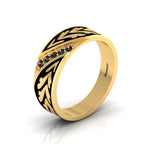 Black Diamond Gold Plated Black Enamel 5 Stone Band Ring