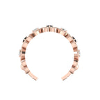 Round Black & White Diamond Rose Gold Plated Heart-Style Adjustable Ring