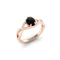 Rose Gold Plated Infinity Twisted Oval-Cut Black Diamond Ring