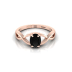Rose Gold Plated Infinity Twisted Oval-Cut Black Diamond Ring