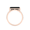 Rose Gold Plated Parallel Split Baguette-Cut Black Diamond Solitaire Ring