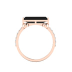Rose Gold Plated Parallel Split Baguette-Cut Black Diamond Solitaire Ring