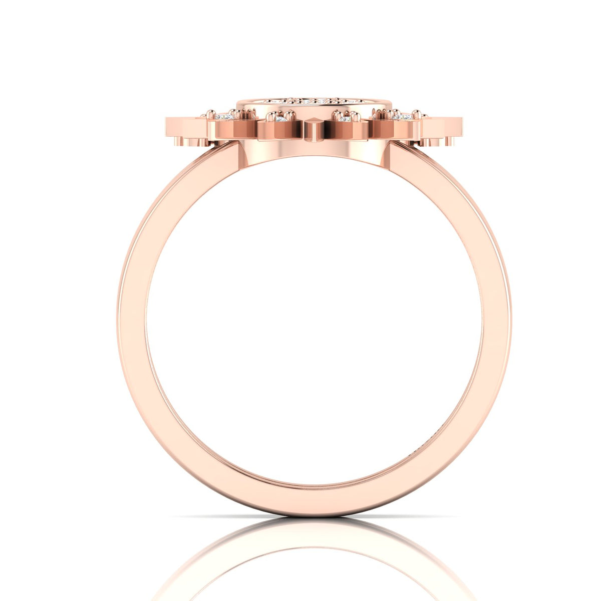 Black Diamond Rose Gold Plated Sun & Moon Double Band Ring