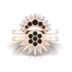 Black Diamond Rose Gold Plated Sun & Moon Double Band Ring