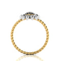 Black Diamond Sun Flower Gold Plated Two Tone Twist Band Ring