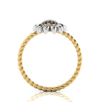 Black Diamond Sun Flower Gold Plated Two Tone Twist Band Ring