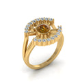 Round Coffee Diamond Sun Rays Style Gold Plated Ring