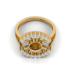 Round Coffee Diamond Sun Rays Style Gold Plated Ring