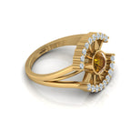 Round Coffee Diamond Sun Rays Style Gold Plated Ring