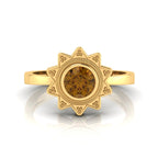 Coffee Diamond Gold Plated Solitaire Sun Ring