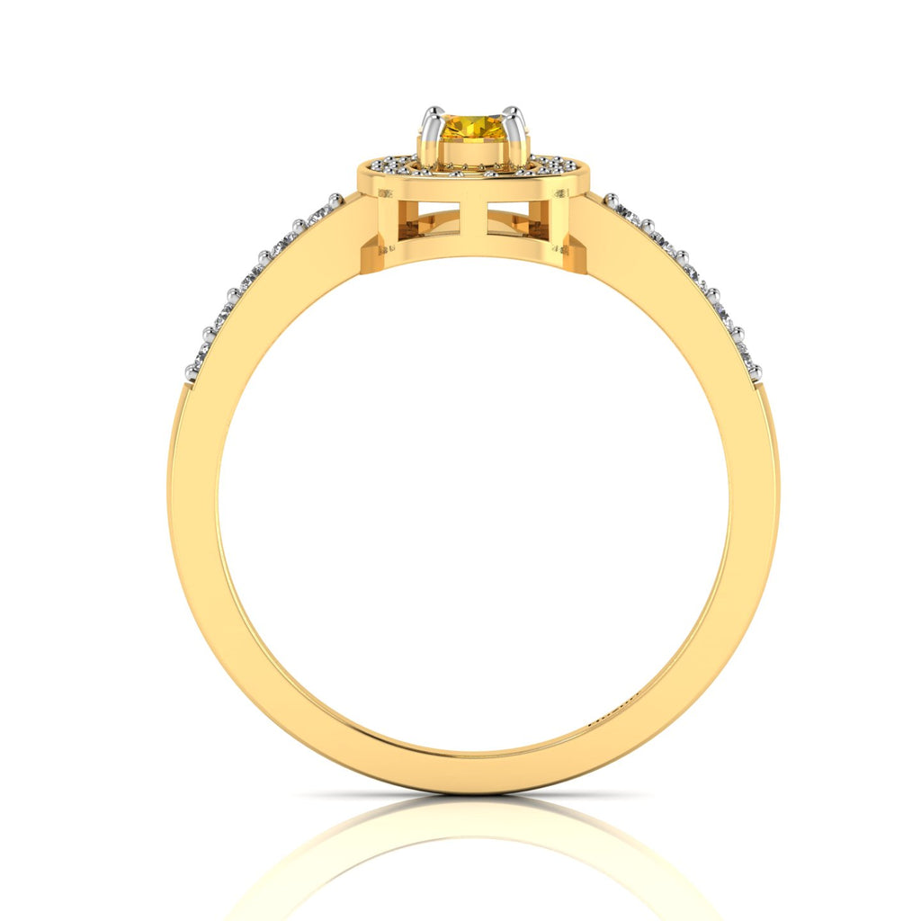 Round-Cut Coffee Diamond Gold Plated Two Tone Solitaire Ring