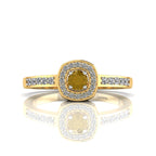 Round-Cut Coffee Diamond Gold Plated Two Tone Solitaire Ring