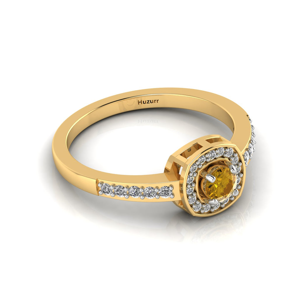 Round-Cut Coffee Diamond Gold Plated Two Tone Solitaire Ring