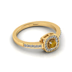 Round-Cut Coffee Diamond Gold Plated Two Tone Solitaire Ring