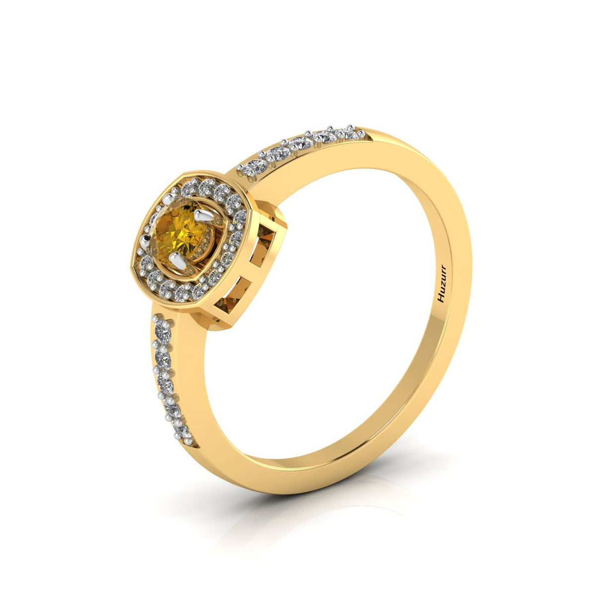 Round-Cut Coffee Diamond Gold Plated Two Tone Solitaire Ring