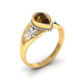 Pear-Cut Coffee Diamond Two Tone Gold Plated Solitaire Ring