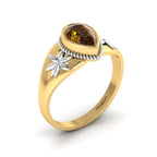 Pear-Cut Coffee Diamond Two Tone Gold Plated Solitaire Ring