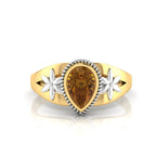 Pear-Cut Coffee Diamond Two Tone Gold Plated Solitaire Ring