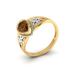 Pear-Cut Coffee Diamond Two Tone Gold Plated Solitaire Ring