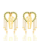 Emerald Couple Heart Gold Plated Hanging Earrings