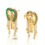 Emerald Couple Heart Gold Plated Hanging Earrings