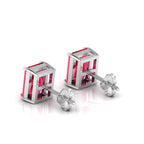Sterling Silver Emerald-Cut Ruby Solitaire Stud Earrings