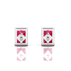 Sterling Silver Emerald-Cut Ruby Solitaire Stud Earrings
